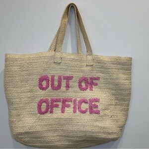 BTB Los Angeles Straw Tote Bag “Out of Office” Large Beach Bag